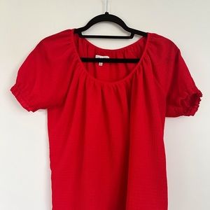Madewell Puff Sleeve Top, Red, Size Small